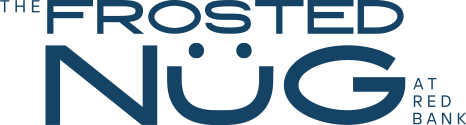 The Frosted Nug at Red Bank logo with stylized text and a smiling face design in the letter U.